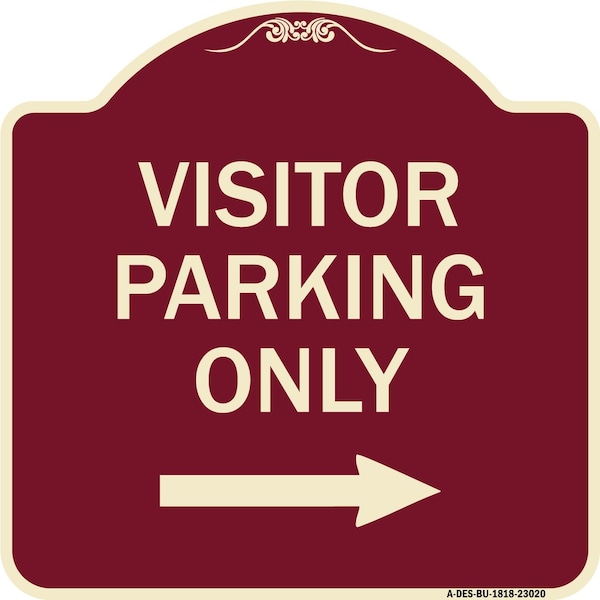 Signmission Reserved Parking Visitor Parking W/ Right Arrow Heavy-Gauge Aluminum Sign, 18" x 18", BU-1818-23020 A-DES-BU-1818-23020 - main